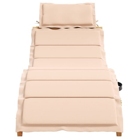 Ligbed met kussen massief acaciahout beige