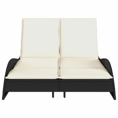 Ligbed met kussens 114x205x73 cm poly rattan zwart