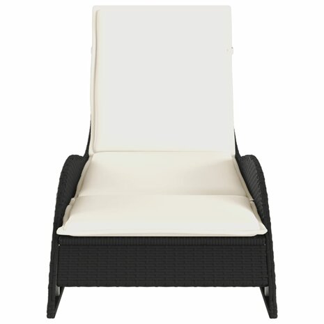 Ligbed met kussen 60x205x73 cm poly rattan zwart
