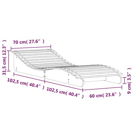 Ligbed 205x70x31,5 cm massief grenenhout wit