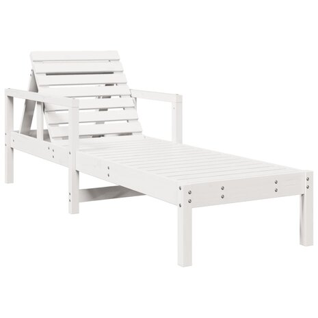 Ligstoel 199,5x62x55 cm massief grenenhout wit