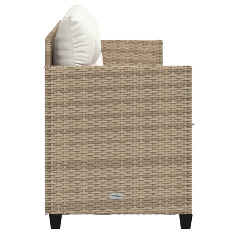 Ligbed met kussens poly rattan beige