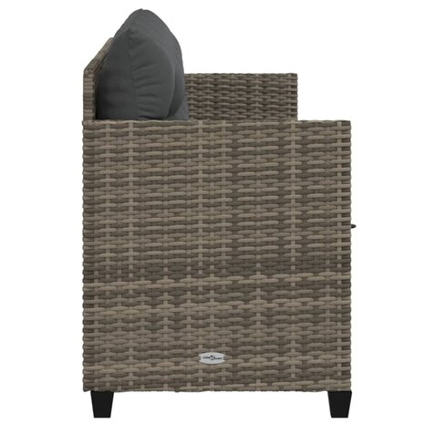 Ligbed met kussen poly rattan grijs