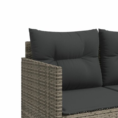 Ligbed met kussen poly rattan grijs
