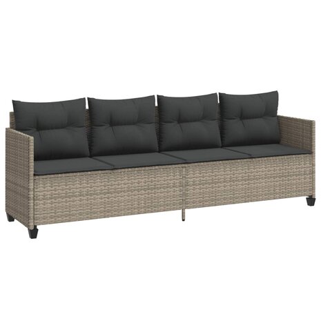Ligbed met kussen poly rattan lichtgrijs