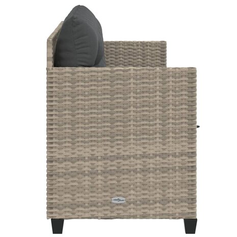 Ligbed met kussen poly rattan lichtgrijs