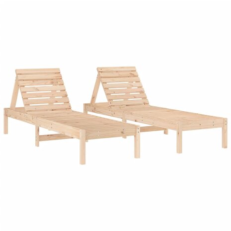 Ligstoelen 2 st 199,5x60x74 cm massief grenenhout