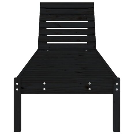 Ligbedden 2 st 199,5x60x74 cm massief grenenhout zwart
