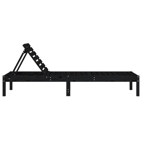 Ligbedden 2 st 199,5x60x74 cm massief grenenhout zwart
