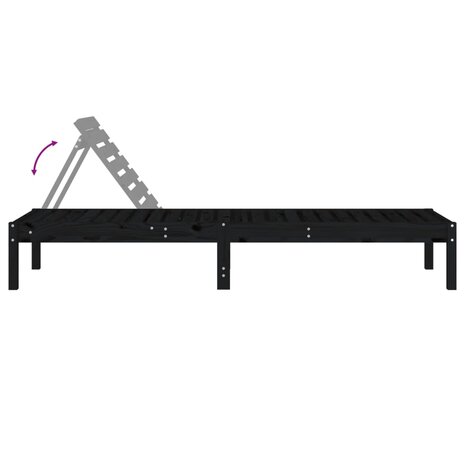 Ligbedden 2 st 199,5x60x74 cm massief grenenhout zwart