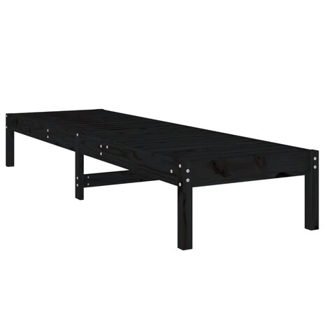 Ligbedden 2 st 199,5x60x74 cm massief grenenhout zwart