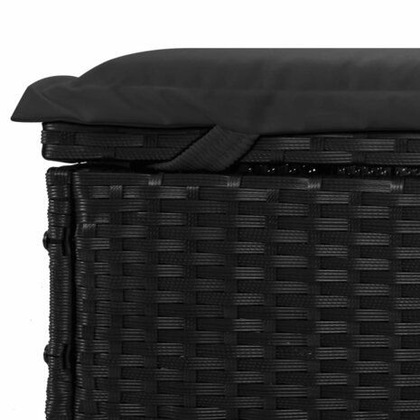 Ligbed met kussens 2-persoons poly rattan zwart