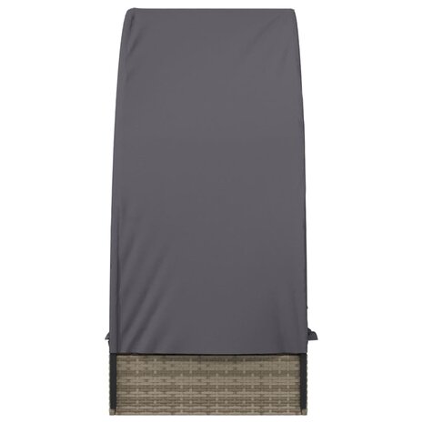 Ligbed met rond dak 211x57x140 cm poly rattan grijs