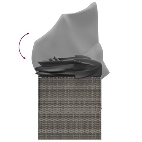 Loungebed met luifel en kussens poly rattan grijs