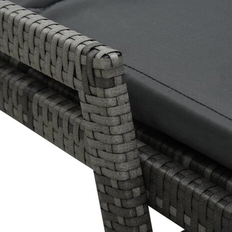 Ligbed met kussen poly rattan grijs
