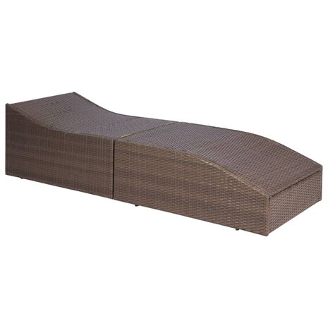 Ligbed met kussen poly rattan bruin