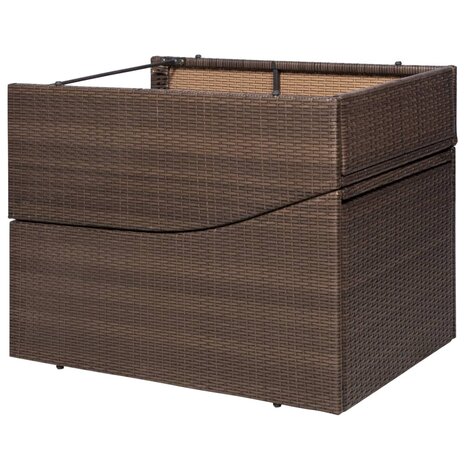 Ligbed met kussen poly rattan bruin