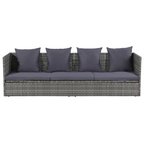 Tuinbed 200x60 cm poly rattan grijs