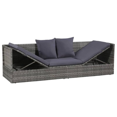Tuinbed 200x60 cm poly rattan grijs