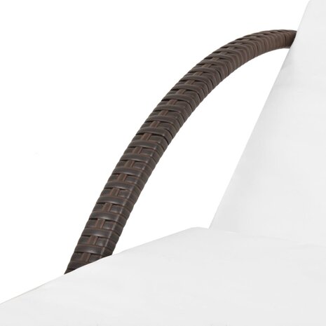 Ligbed met kussen en tafel poly rattan bruin