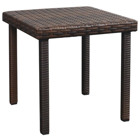 Ligbed met kussen en tafel poly rattan bruin