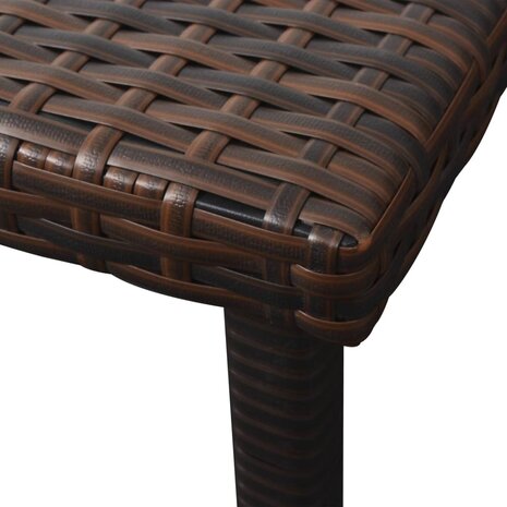Ligbed met kussen en tafel poly rattan bruin