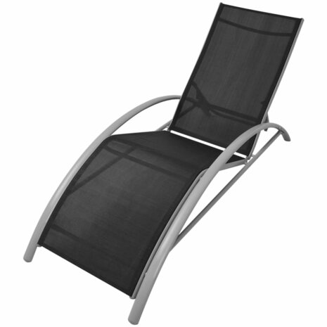 Ligbedden met tafel aluminium zwart