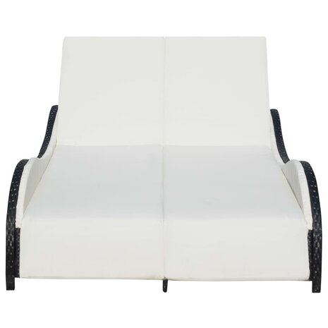 Ligbed tweepersoons met kussen poly rattan zwart