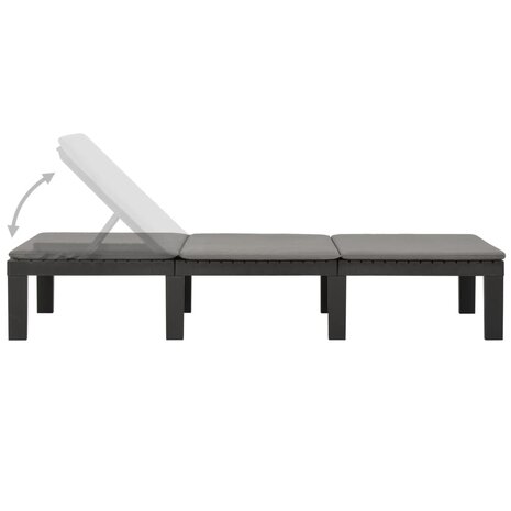 Ligbed met kussen kunststof antracietkleurig