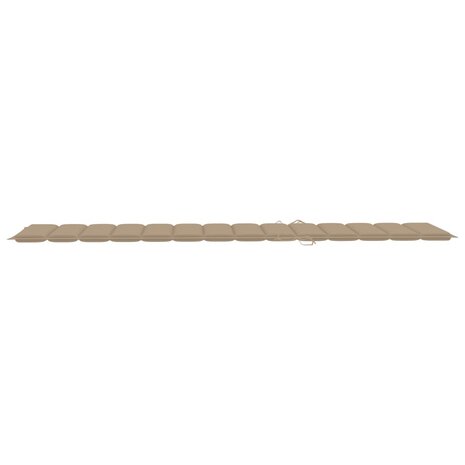 Ligbedden 2 st met beige kussens massief teakhout