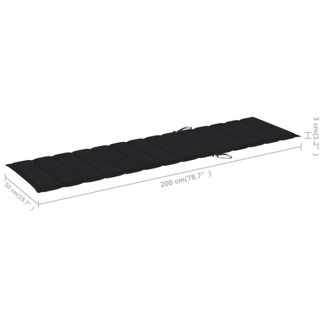 Ligbedden 2 st met tafel en kussens massief teakhout