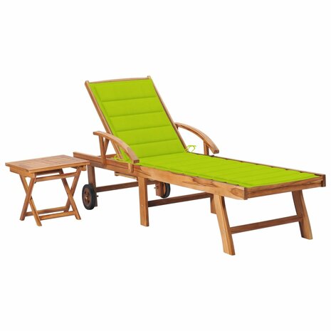 Ligbed met tafel en kussen massief teakhout