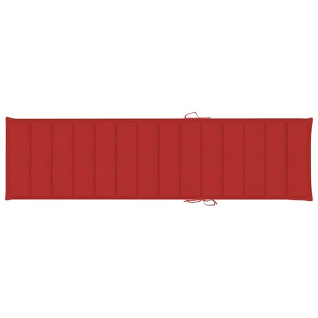 Ligbed met rood kussen massief teakhout