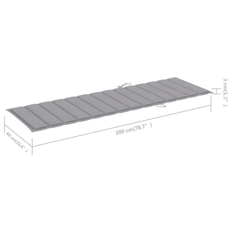 Ligbed 2-persoons met kussens massief acaciahout grijs