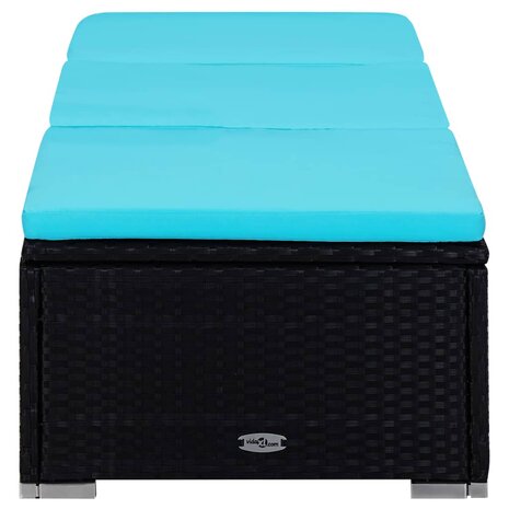 3-delige Ligbeddenset met theetafel poly rattan zwart