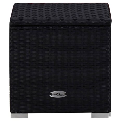 3-delige Ligbeddenset met theetafel poly rattan zwart