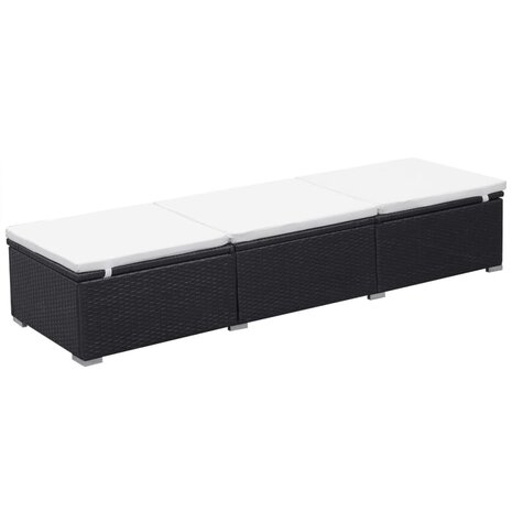 Ligbedden met kussens 2 st poly rattan zwart