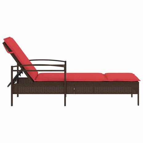 Ligbed met kussen bruin 63x200x81 cm poly rattan (alleen VS)