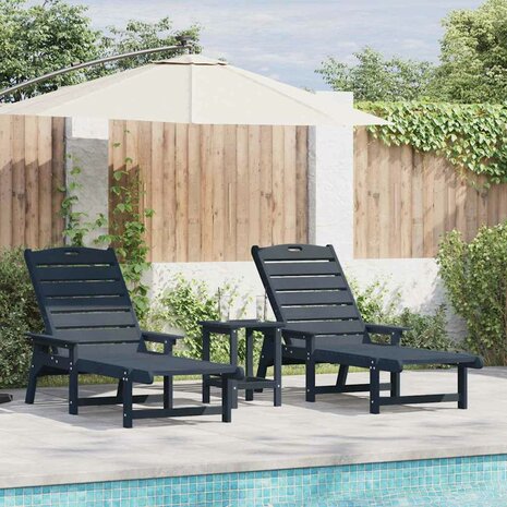 Tuin Lounge Meubels 2 pcs Marineblauw 53 x 195.5 x 30cm