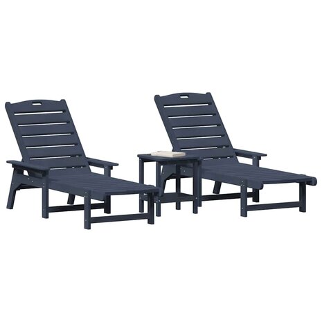 Tuin Lounge Meubels 3 pcs Marineblauw 38 x 38 x 46cm Polyetheen