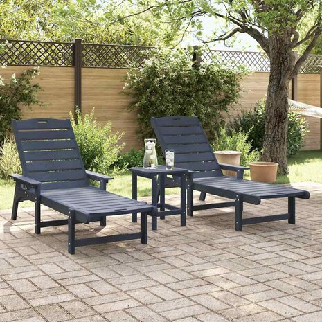 Tuin Lounge Meubels 3 pcs Marineblauw 38 x 38 x 46cm Polyetheen