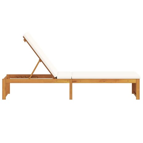 Ligstoel met kussen Bruin 200 x 55 x 94cm Massief acaciahout
