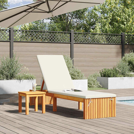 Ligstoel 1-persoon Bruin 200 x 55 x 94cm Massief acaciahout