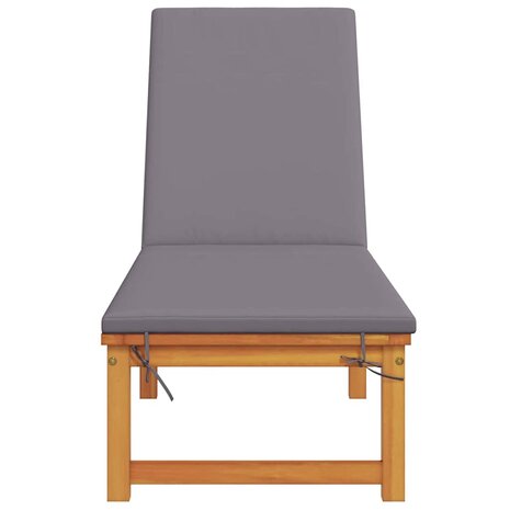 Ligstoel met kussen Bruin 53 x 202 x 89cm Massief acaciahout