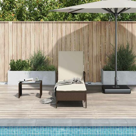 Ligbed met kussen 1-persoon Bruin 157 x 55 x 92cm poly rattan