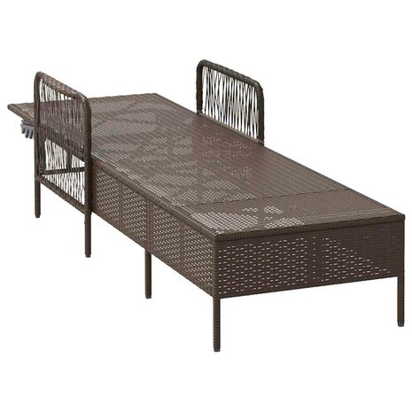 Ligbed met kussen 1-persoon Bruin 157 x 55 x 92cm poly rattan