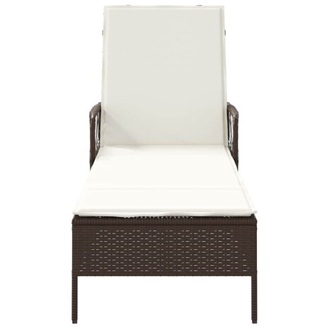 Ligbed met kussen 1-persoon Bruin 157 x 55 x 92cm poly rattan