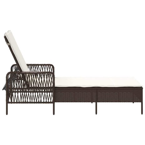 Ligbed met kussen 1-persoon Bruin 157 x 55 x 92cm poly rattan