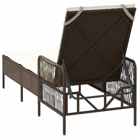 Ligbed met kussen 1-persoon Bruin 157 x 55 x 92cm poly rattan