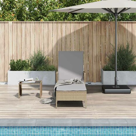 Ligbed met kussen 1-persoon Beige 157 x 55 x 92cm poly rattan